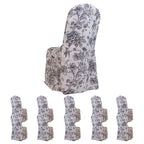 10 Pack Polyester Chair Covers for Banquet Chairs â€“ White Black French Toile Pattern, Reusable Stain - Resistant Slip - On Slipcovers - Bell Racket Store