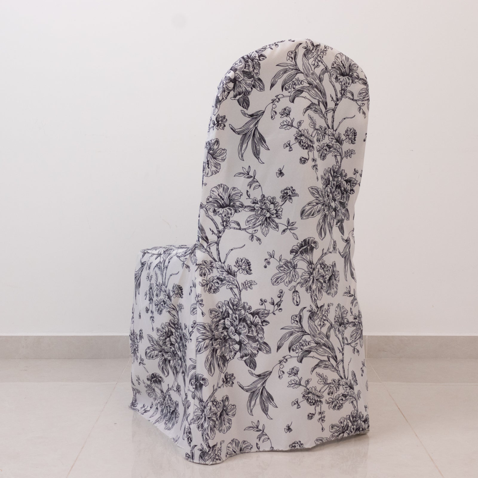 10 Pack Polyester Chair Covers for Banquet Chairs â€“ White Black French Toile Pattern, Reusable Stain - Resistant Slip - On Slipcovers - Bell Racket Store