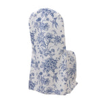 10 Pack Polyester Chair Covers for Banquet Chairs â€“ White Blue French Toile Pattern, Reusable Stain - Resistant Slip - On Slipcovers - Bell Racket Store
