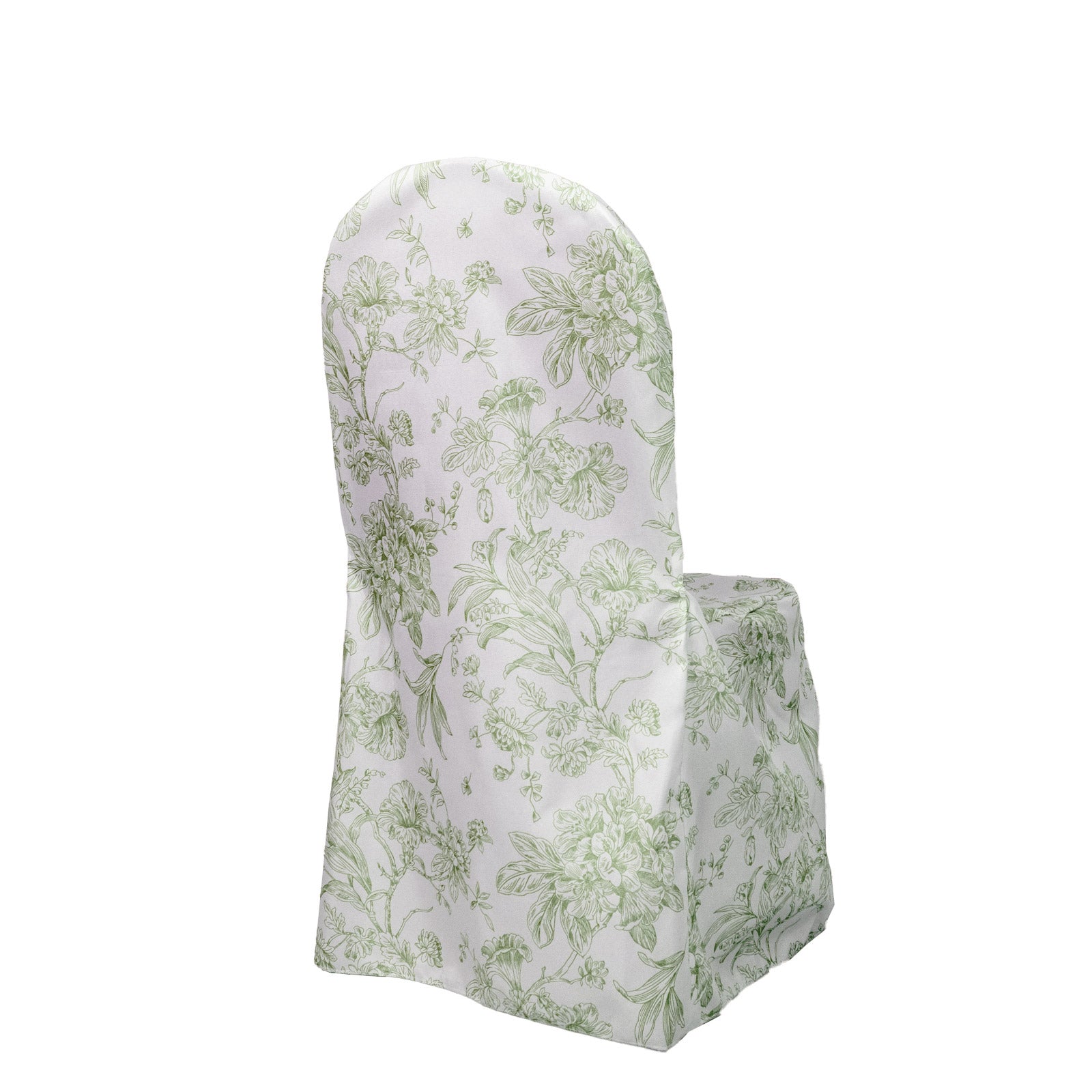 10 Pack Polyester Chair Covers for Banquet Chairs â€“ White Dusty Sage Green French Toile Pattern, Reusable Stain - Resistant Slip - On Slipcovers - Bell Racket Store