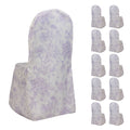 10 Pack Polyester Chair Covers for Banquet Chairs â€“ White Lavender Lilac French Toile Pattern, Reusable Stain - Resistant Slip - On Slipcovers - Bell Racket Store