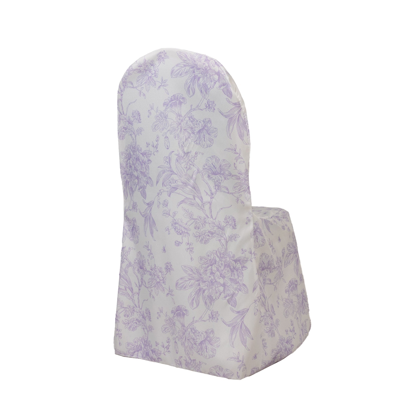 10 Pack Polyester Chair Covers for Banquet Chairs â€“ White Lavender Lilac French Toile Pattern, Reusable Stain - Resistant Slip - On Slipcovers - Bell Racket Store