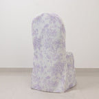 10 Pack Polyester Chair Covers for Banquet Chairs â€“ White Lavender Lilac French Toile Pattern, Reusable Stain - Resistant Slip - On Slipcovers - Bell Racket Store