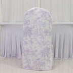 10 Pack Polyester Chair Covers for Banquet Chairs â€“ White Lavender Lilac French Toile Pattern, Reusable Stain - Resistant Slip - On Slipcovers - Bell Racket Store