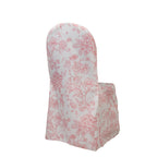 10 Pack Polyester Chair Covers for Banquet Chairs â€“ White Pink French Toile Pattern, Reusable Stain - Resistant Slip - On Slipcovers - Bell Racket Store