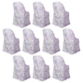 10 Pack Polyester Chair Covers for Folding Chairs â€“ White Lavender Lilac French Toile Pattern, Reusable Stain - Resistant Slip - On Slipcovers - Bell Racket Store