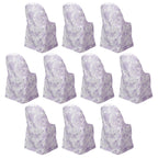 10 Pack Polyester Chair Covers for Folding Chairs â€“ White Lavender Lilac French Toile Pattern, Reusable Stain - Resistant Slip - On Slipcovers - Bell Racket Store