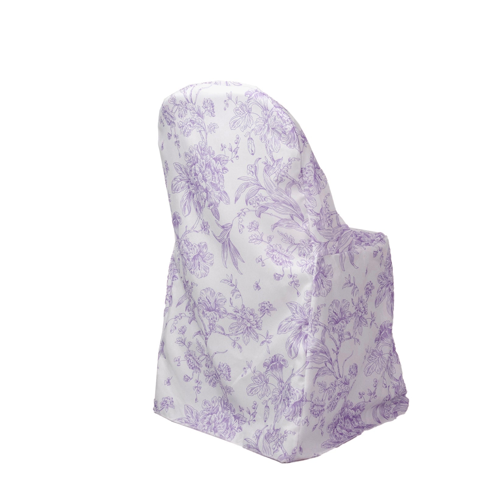 10 Pack Polyester Chair Covers for Folding Chairs â€“ White Lavender Lilac French Toile Pattern, Reusable Stain - Resistant Slip - On Slipcovers - Bell Racket Store