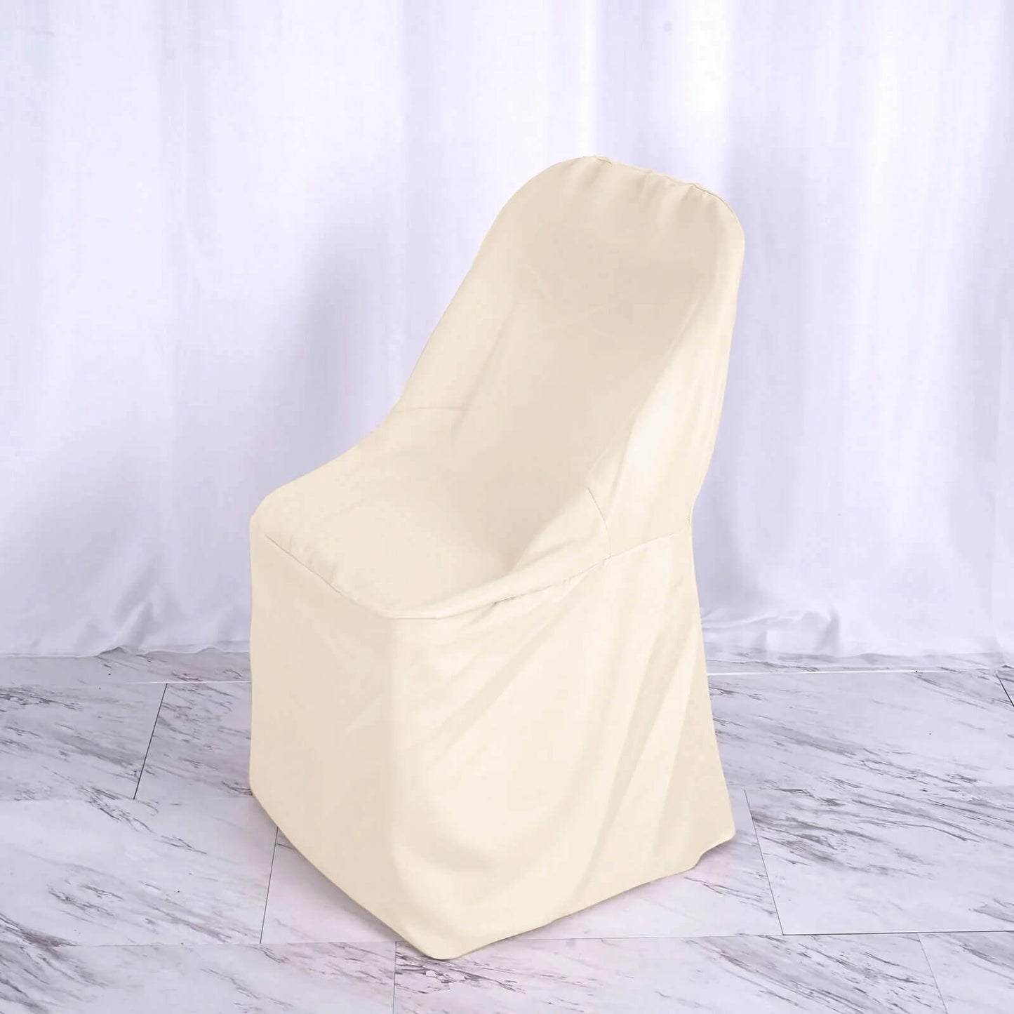 10 Pack Polyester Chair Covers for Folding Chairs Beige - Wrinkle - Free Stain - Resistant Slip - On Slipcovers - Bell Racket Store