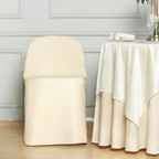 10 Pack Polyester Chair Covers for Folding Chairs Beige - Wrinkle - Free Stain - Resistant Slip - On Slipcovers - Bell Racket Store