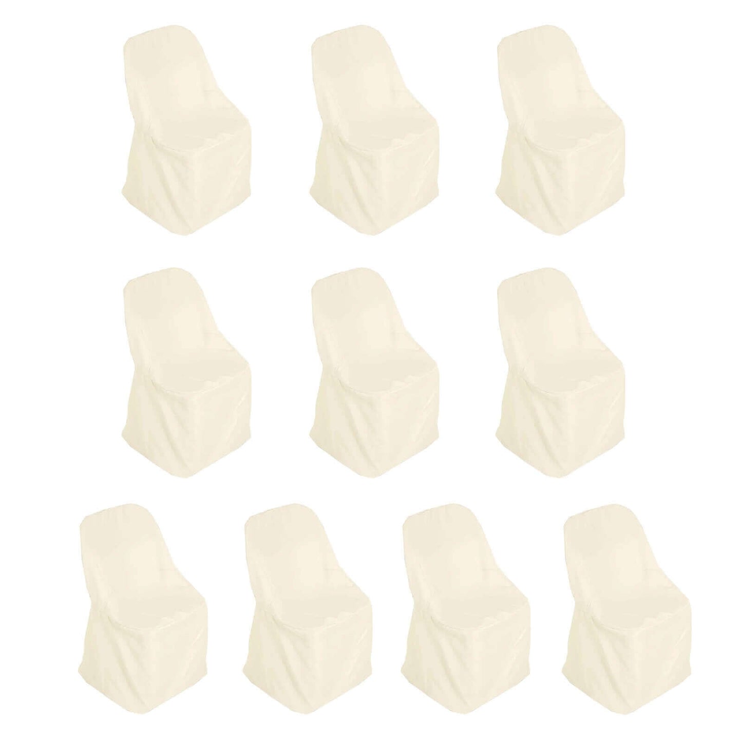 10 Pack Polyester Chair Covers for Folding Chairs Beige - Wrinkle - Free Stain - Resistant Slip - On Slipcovers - Bell Racket Store
