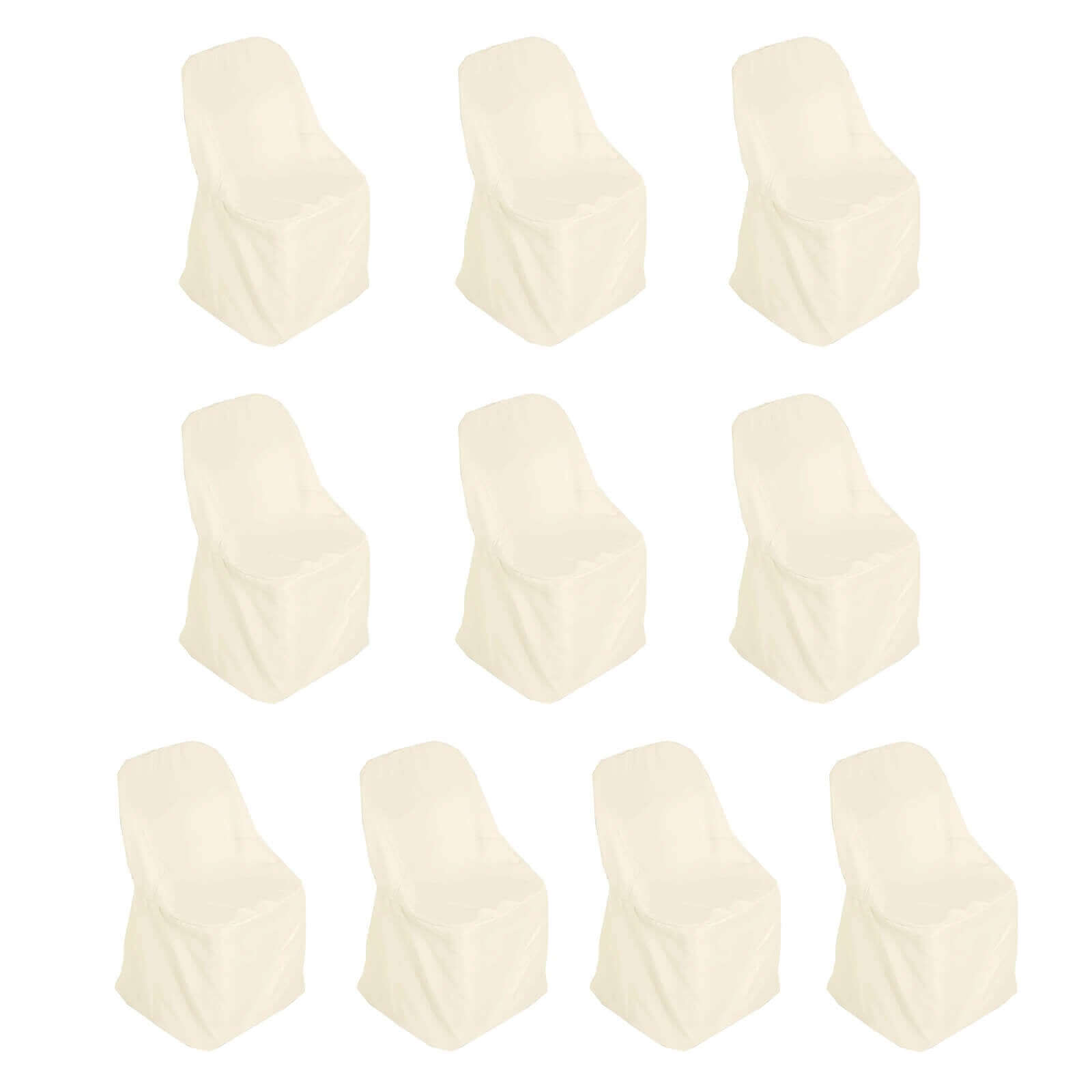 10 Pack Polyester Chair Covers for Folding Chairs Beige - Wrinkle - Free Stain - Resistant Slip - On Slipcovers - Bell Racket Store