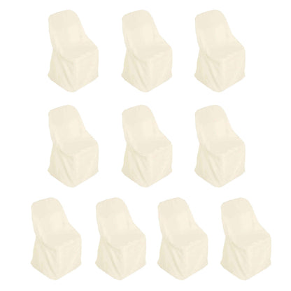 10 Pack Polyester Chair Covers for Folding Chairs Beige - Wrinkle - Free Stain - Resistant Slip - On Slipcovers - Bell Racket Store