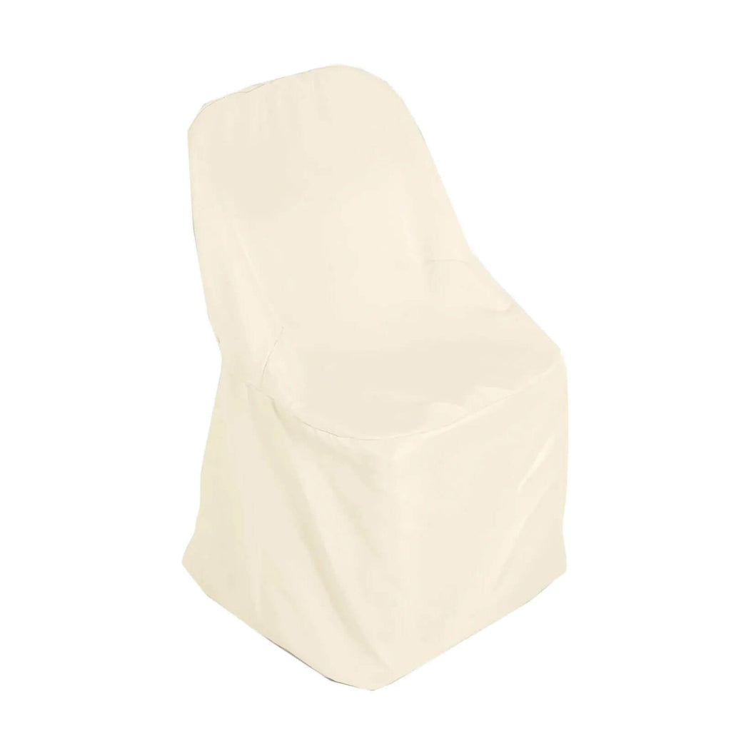 10 Pack Polyester Chair Covers for Folding Chairs Beige - Wrinkle - Free Stain - Resistant Slip - On Slipcovers - Bell Racket Store