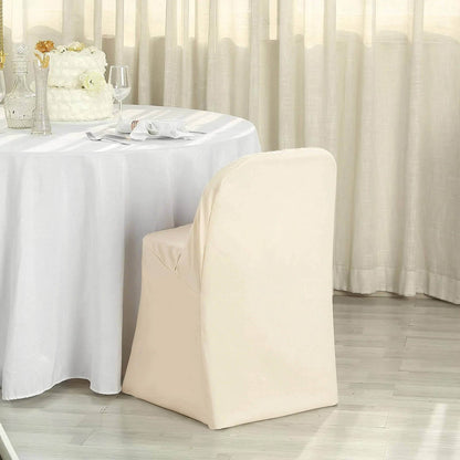 10 Pack Polyester Chair Covers for Folding Chairs Beige - Wrinkle - Free Stain - Resistant Slip - On Slipcovers - Bell Racket Store