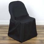 10 Pack Polyester Chair Covers for Folding Chairs Black - Wrinkle - Free Stain - Resistant Slip - On Slipcovers - Bell Racket Store