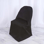 10 Pack Polyester Chair Covers for Folding Chairs Black - Wrinkle - Free Stain - Resistant Slip - On Slipcovers - Bell Racket Store