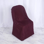 10 Pack Polyester Chair Covers for Folding Chairs Burgundy - Wrinkle - Free Stain - Resistant Slip - On Slipcovers - Bell Racket Store