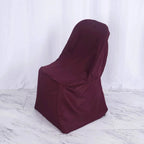 10 Pack Polyester Chair Covers for Folding Chairs Burgundy - Wrinkle - Free Stain - Resistant Slip - On Slipcovers - Bell Racket Store