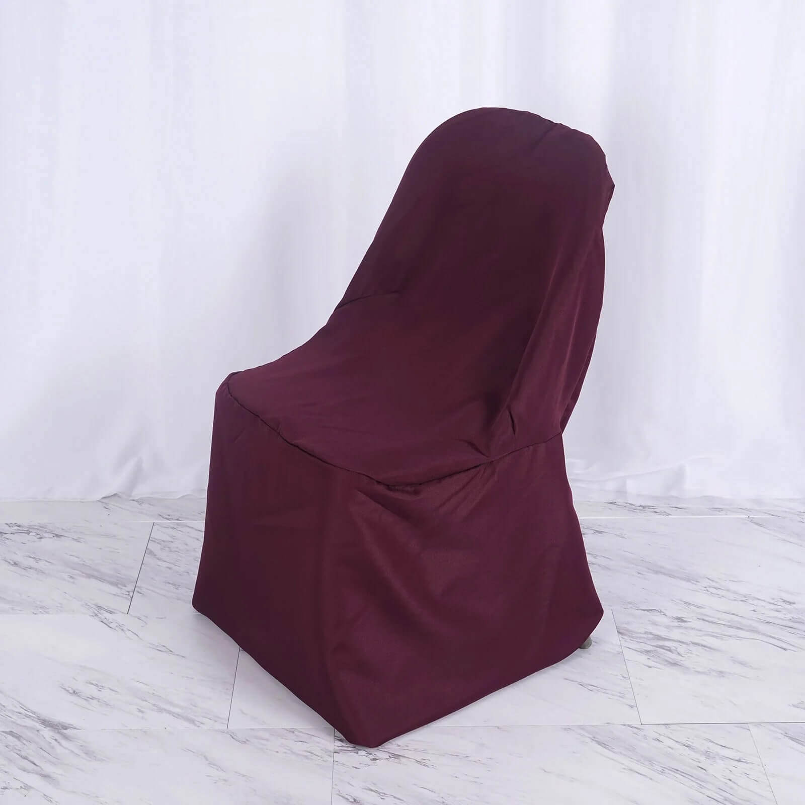 10 Pack Polyester Chair Covers for Folding Chairs Burgundy - Wrinkle - Free Stain - Resistant Slip - On Slipcovers - Bell Racket Store