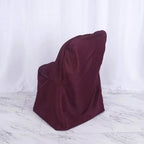10 Pack Polyester Chair Covers for Folding Chairs Burgundy - Wrinkle - Free Stain - Resistant Slip - On Slipcovers - Bell Racket Store