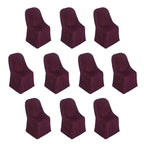 10 Pack Polyester Chair Covers for Folding Chairs Burgundy - Wrinkle - Free Stain - Resistant Slip - On Slipcovers - Bell Racket Store