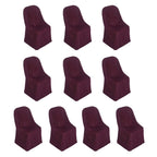 10 Pack Polyester Chair Covers for Folding Chairs Burgundy - Wrinkle - Free Stain - Resistant Slip - On Slipcovers - Bell Racket Store