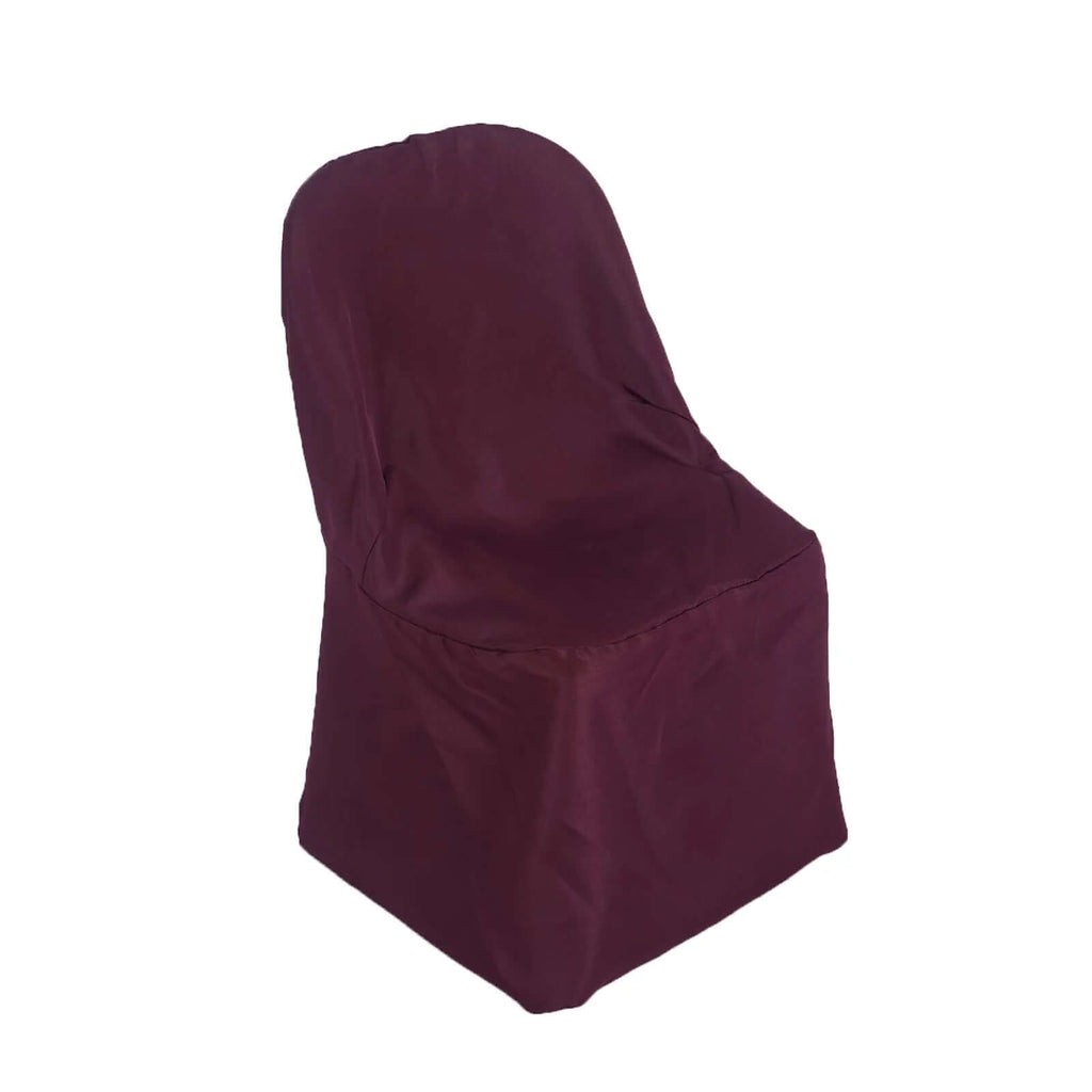 10 Pack Polyester Chair Covers for Folding Chairs Burgundy - Wrinkle - Free Stain - Resistant Slip - On Slipcovers - Bell Racket Store