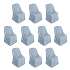 10 Pack Polyester Chair Covers for Folding Chairs Dusty Blue - Wrinkle - Free Stain - Resistant Slip - On Slipcovers - Bell Racket Store