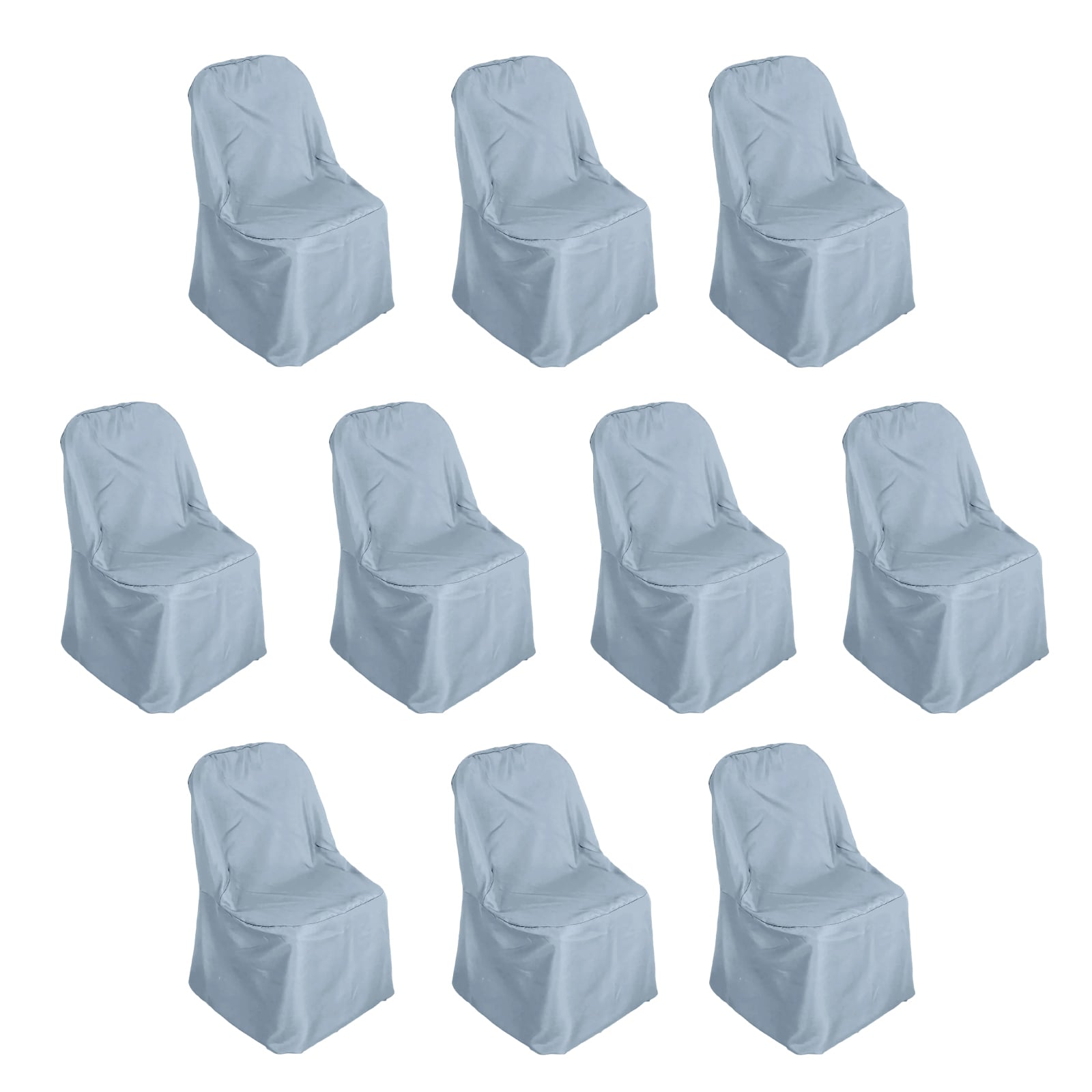 10 Pack Polyester Chair Covers for Folding Chairs Dusty Blue - Wrinkle - Free Stain - Resistant Slip - On Slipcovers - Bell Racket Store
