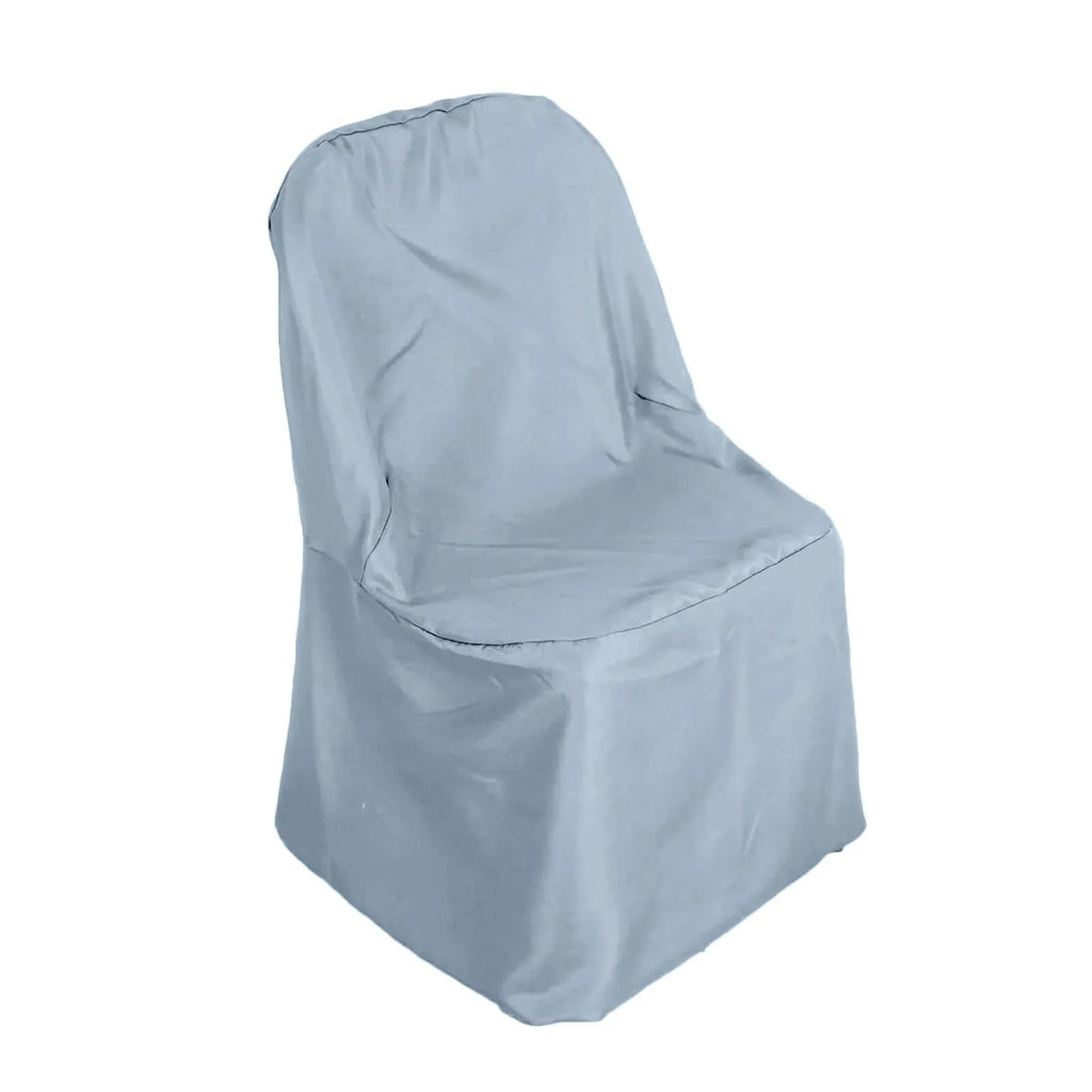 10 Pack Polyester Chair Covers for Folding Chairs Dusty Blue - Wrinkle - Free Stain - Resistant Slip - On Slipcovers - Bell Racket Store