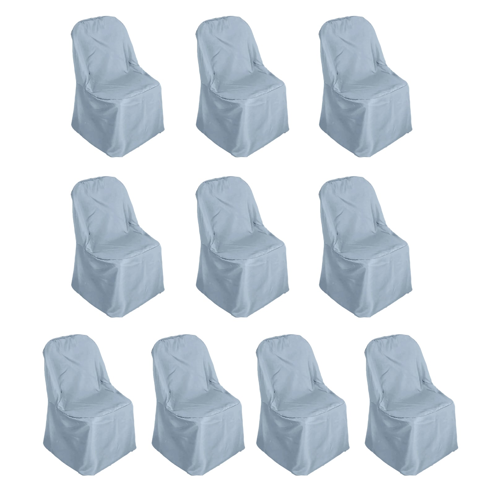 10 Pack Polyester Chair Covers for Folding Chairs Dusty Blue - Wrinkle - Free Stain - Resistant Slip - On Slipcovers - Bell Racket Store