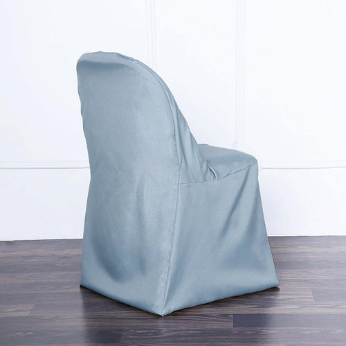 10 Pack Polyester Chair Covers for Folding Chairs Dusty Blue - Wrinkle - Free Stain - Resistant Slip - On Slipcovers - Bell Racket Store