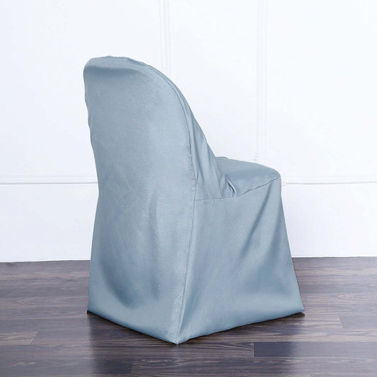 10 Pack Polyester Chair Covers for Folding Chairs Dusty Blue - Wrinkle - Free Stain - Resistant Slip - On Slipcovers - Bell Racket Store