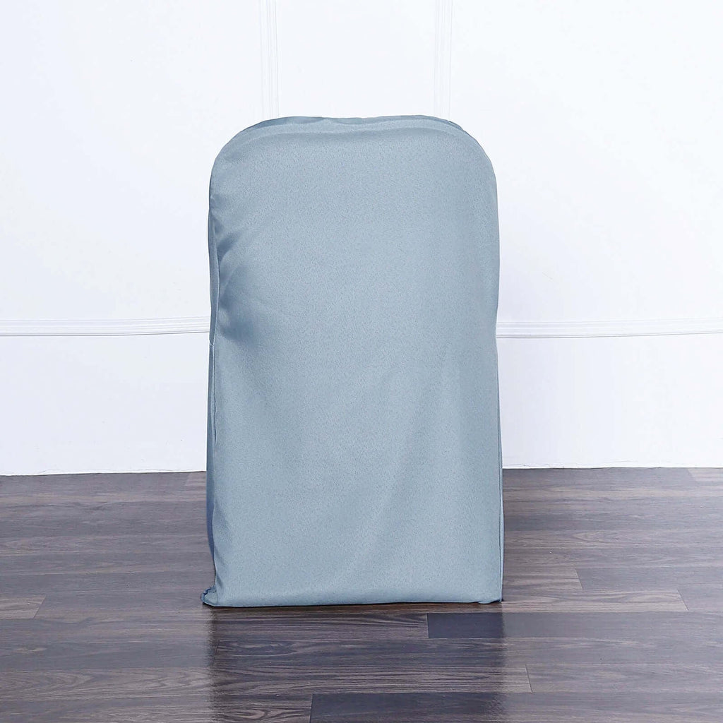 10 Pack Polyester Chair Covers for Folding Chairs Dusty Blue - Wrinkle - Free Stain - Resistant Slip - On Slipcovers - Bell Racket Store