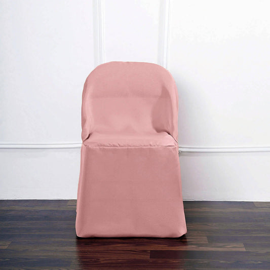 10 Pack Polyester Chair Covers for Folding Chairs Dusty Rose - Wrinkle - Free Stain - Resistant Slip - On Slipcovers - Bell Racket Store