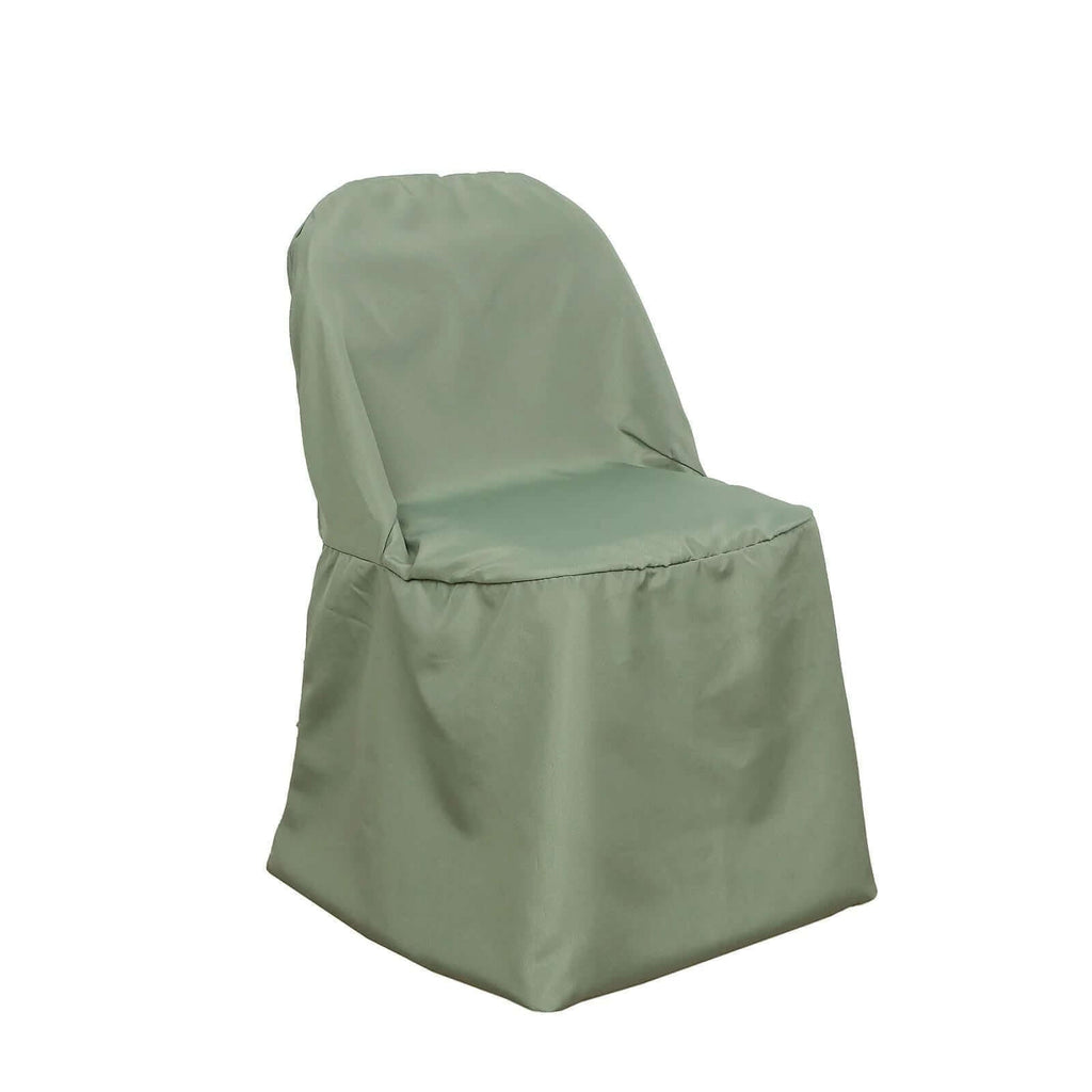 10 Pack Polyester Chair Covers for Folding Chairs Dusty Sage Green - Wrinkle - Free Stain - Resistant Slip - On Slipcovers - Bell Racket Store
