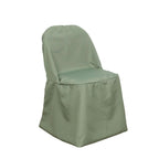 10 Pack Polyester Chair Covers for Folding Chairs Dusty Sage Green - Wrinkle - Free Stain - Resistant Slip - On Slipcovers - Bell Racket Store
