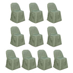 10 Pack Polyester Chair Covers for Folding Chairs Dusty Sage Green - Wrinkle - Free Stain - Resistant Slip - On Slipcovers - Bell Racket Store