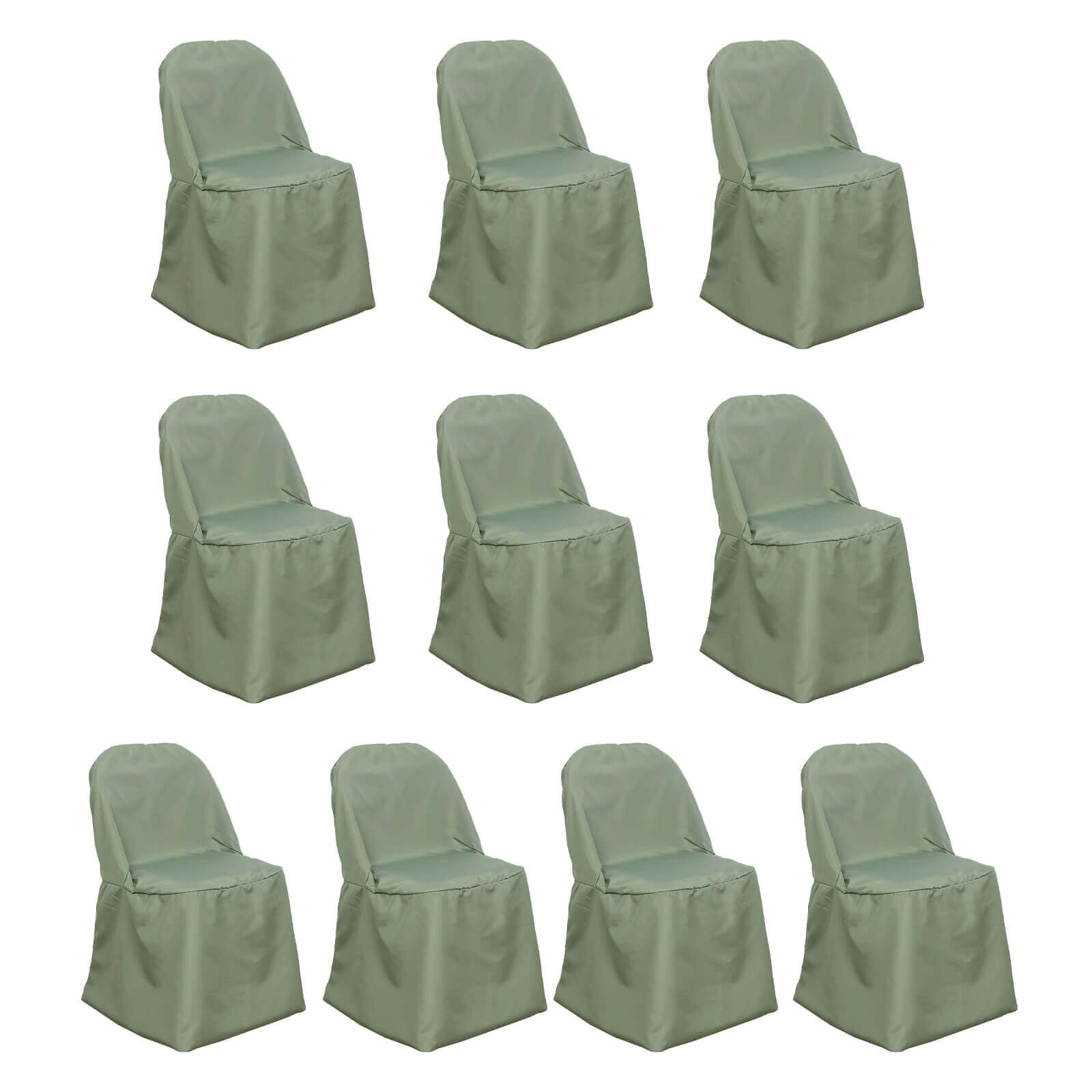 10 Pack Polyester Chair Covers for Folding Chairs Dusty Sage Green - Wrinkle - Free Stain - Resistant Slip - On Slipcovers - Bell Racket Store