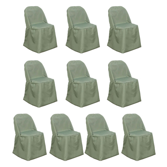 10 Pack Polyester Chair Covers for Folding Chairs Dusty Sage Green - Wrinkle - Free Stain - Resistant Slip - On Slipcovers - Bell Racket Store