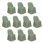 10 Pack Polyester Chair Covers for Folding Chairs Dusty Sage Green - Wrinkle - Free Stain - Resistant Slip - On Slipcovers - Bell Racket Store