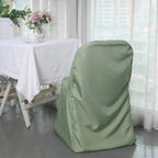 10 Pack Polyester Chair Covers for Folding Chairs Dusty Sage Green - Wrinkle - Free Stain - Resistant Slip - On Slipcovers - Bell Racket Store