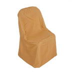 10 Pack Polyester Chair Covers for Folding Chairs Gold - Wrinkle - Free Stain - Resistant Slip - On Design for Events - Bell Racket Store