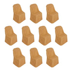 10 Pack Polyester Chair Covers for Folding Chairs Gold - Wrinkle - Free Stain - Resistant Slip - On Design for Events - Bell Racket Store