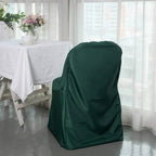 10 Pack Polyester Chair Covers for Folding Chairs Hunter Emerald Green - Wrinkle - Free Stain - Resistant Slip - On Slipcovers - Bell Racket Store