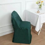 10 Pack Polyester Chair Covers for Folding Chairs Hunter Emerald Green - Wrinkle - Free Stain - Resistant Slip - On Slipcovers - Bell Racket Store