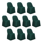 10 Pack Polyester Chair Covers for Folding Chairs Hunter Emerald Green - Wrinkle - Free Stain - Resistant Slip - On Slipcovers - Bell Racket Store