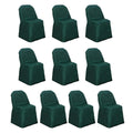 10 Pack Polyester Chair Covers for Folding Chairs Hunter Emerald Green - Wrinkle - Free Stain - Resistant Slip - On Slipcovers - Bell Racket Store