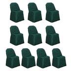 10 Pack Polyester Chair Covers for Folding Chairs Hunter Emerald Green - Wrinkle - Free Stain - Resistant Slip - On Slipcovers - Bell Racket Store